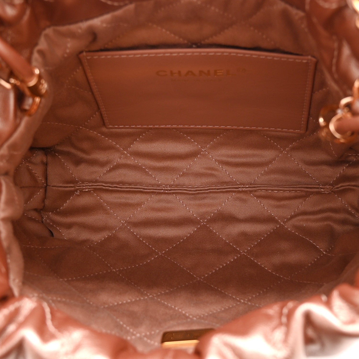 Metallic Calfskin Quilted Mini Chanel 22 Copper