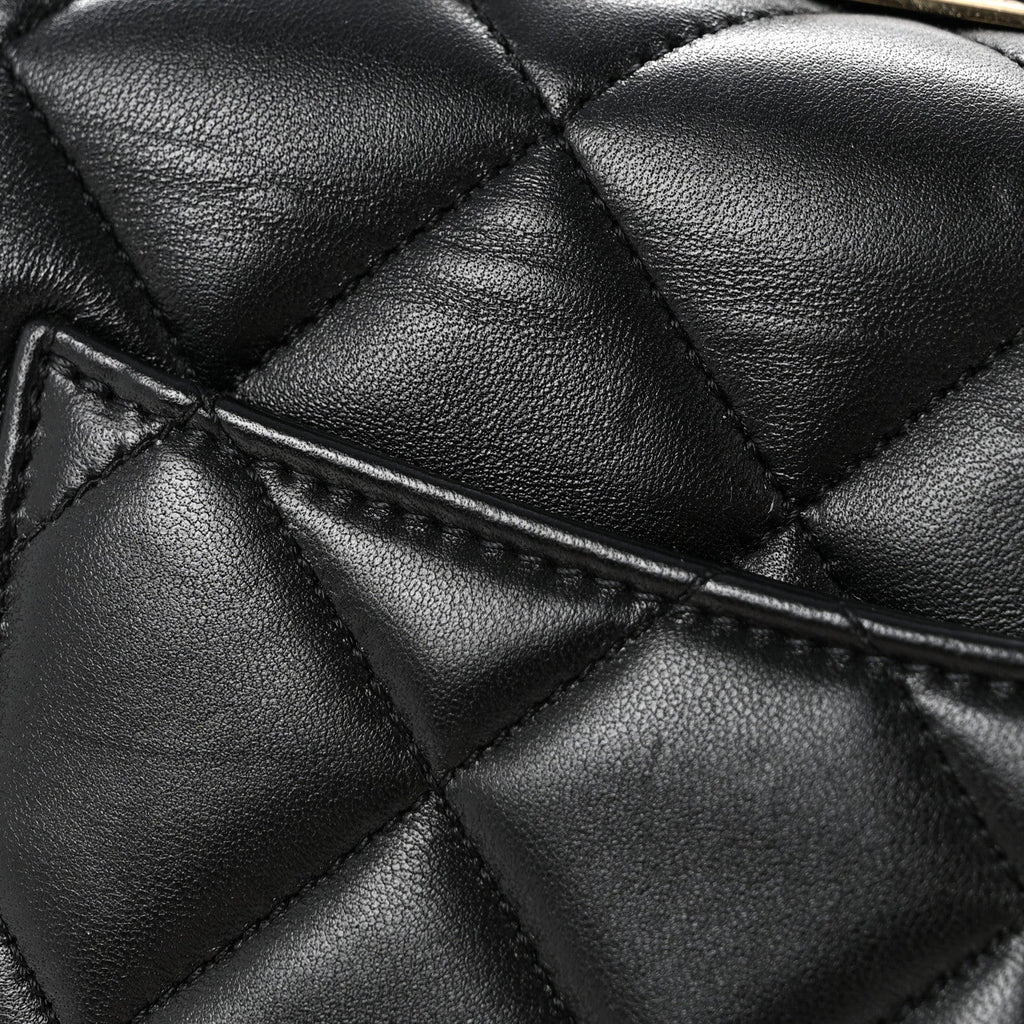 Lambskin Quilted Small Trendy CC Dual Handle Flap Bag Black