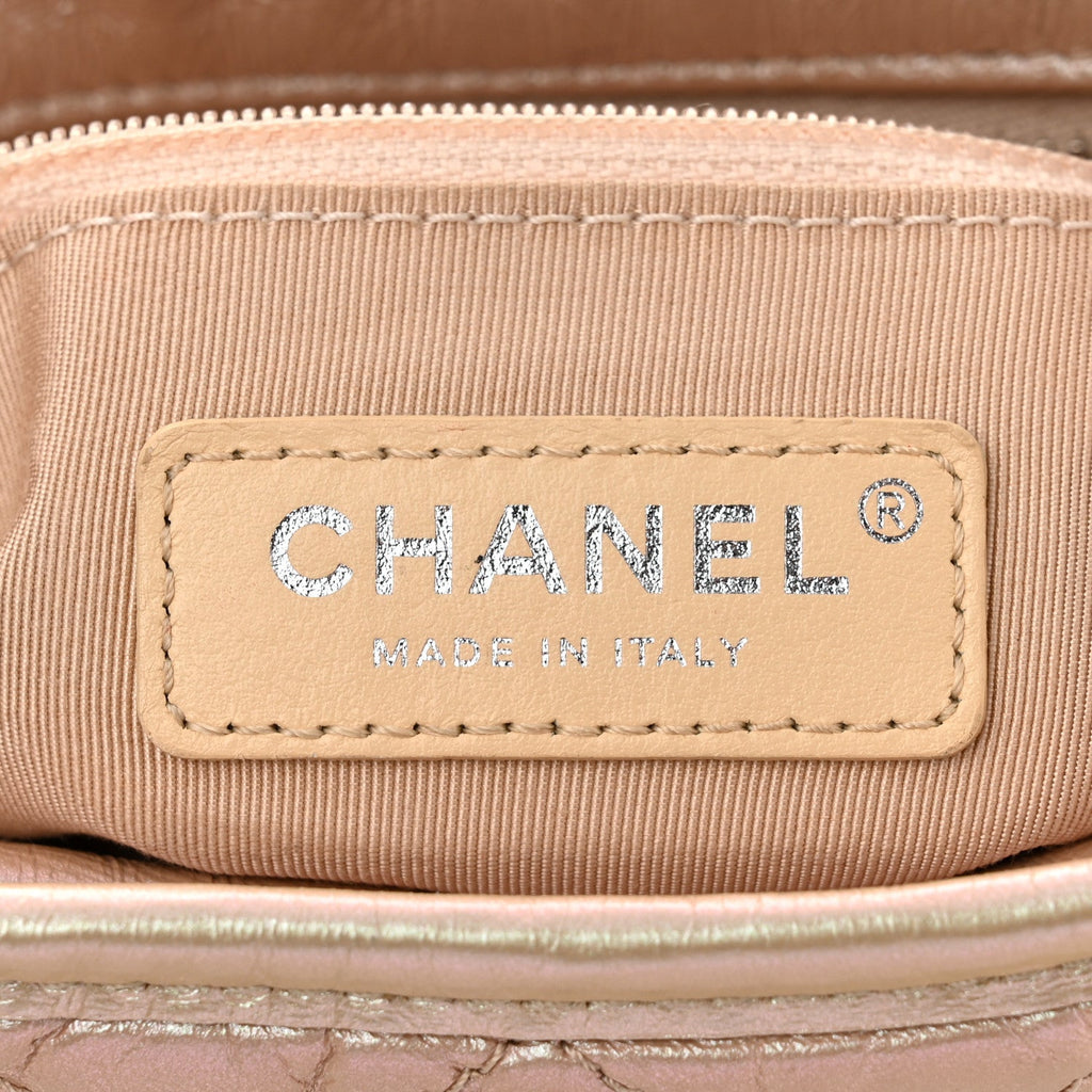 Iridescent Aged Calfskin Quilted Small Gabrielle Hobo Light Pink
