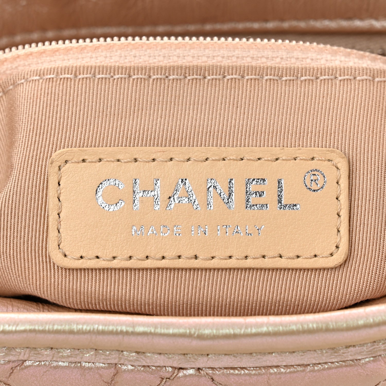 Iridescent Aged Calfskin Quilted Small Gabrielle Hobo Light Pink