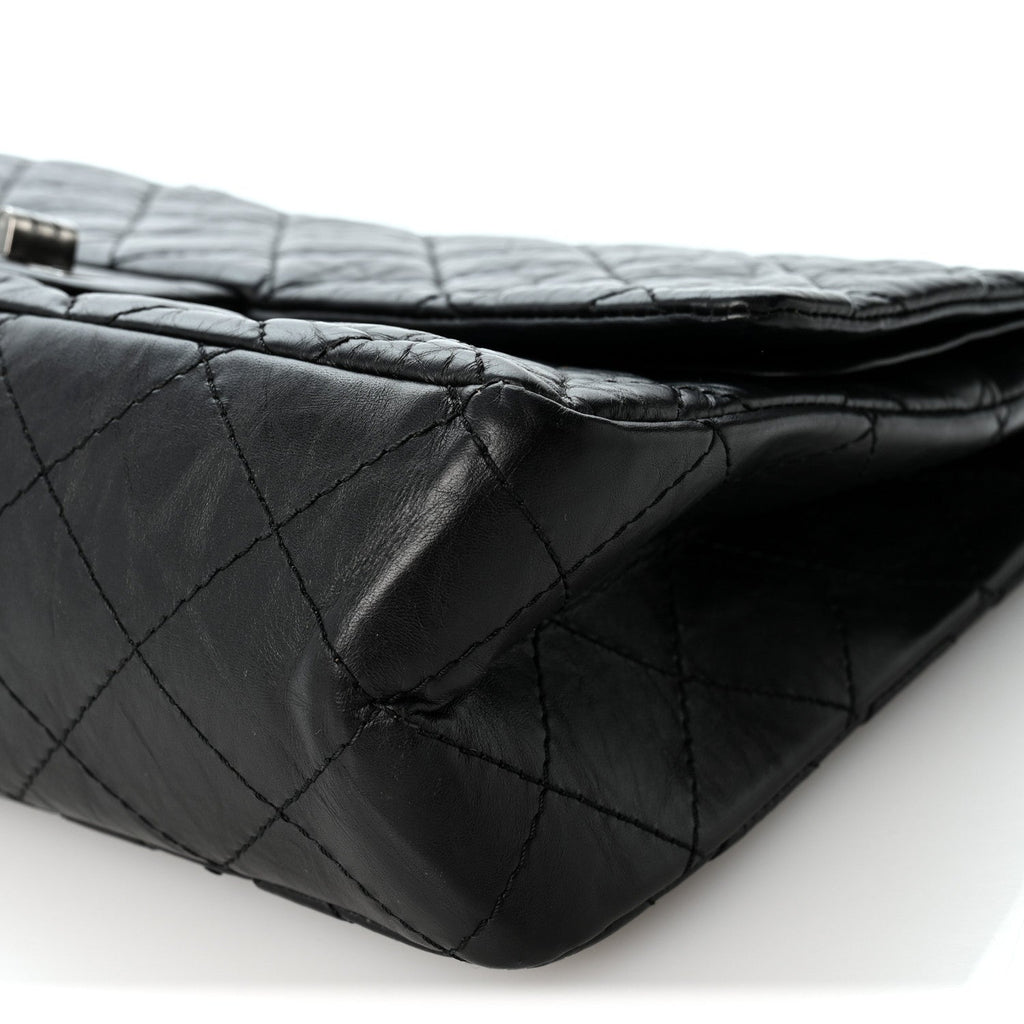 Aged Calfskin Quilted 2.55 Reissue 227 Flap Black