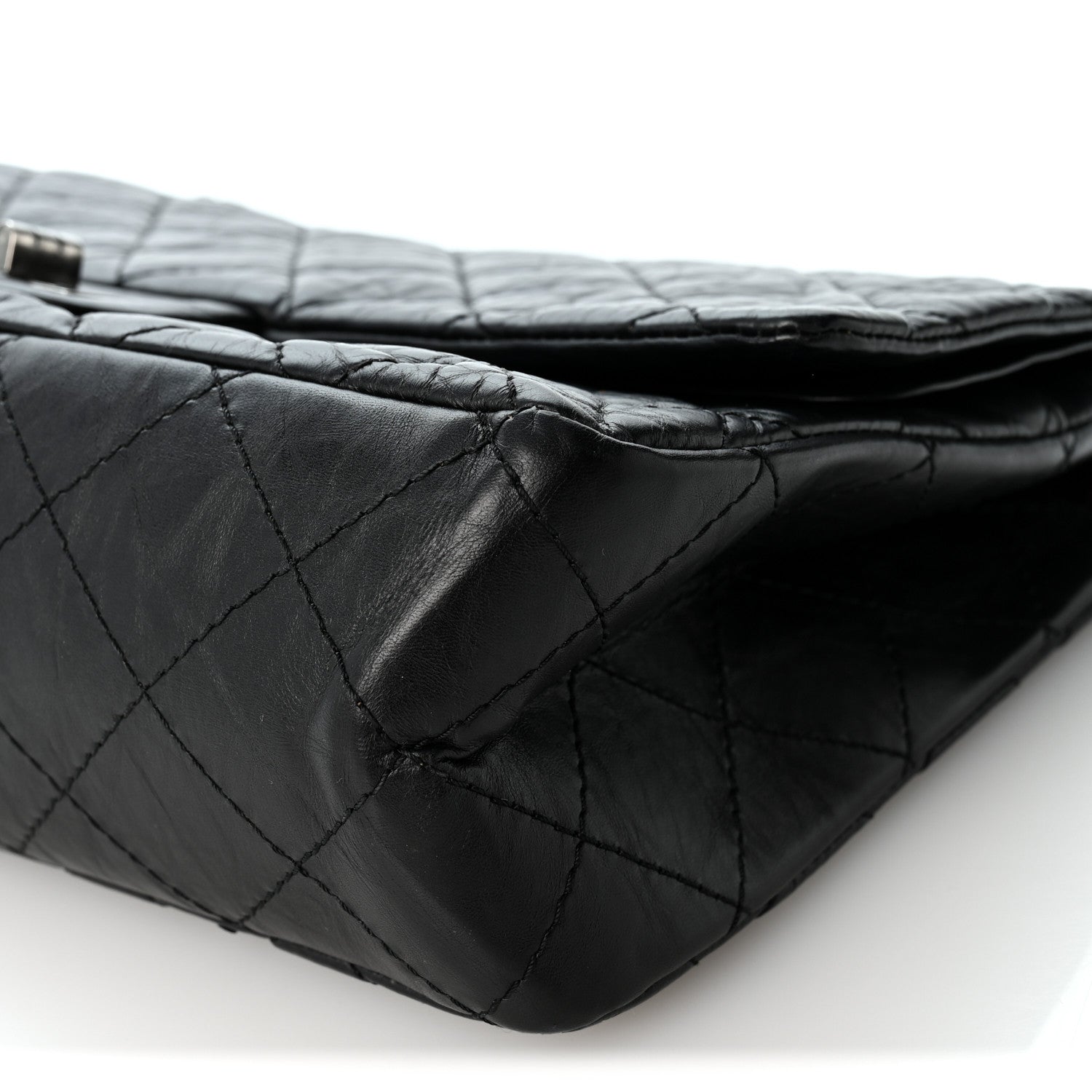 Aged Calfskin Quilted 2.55 Reissue 227 Flap Black