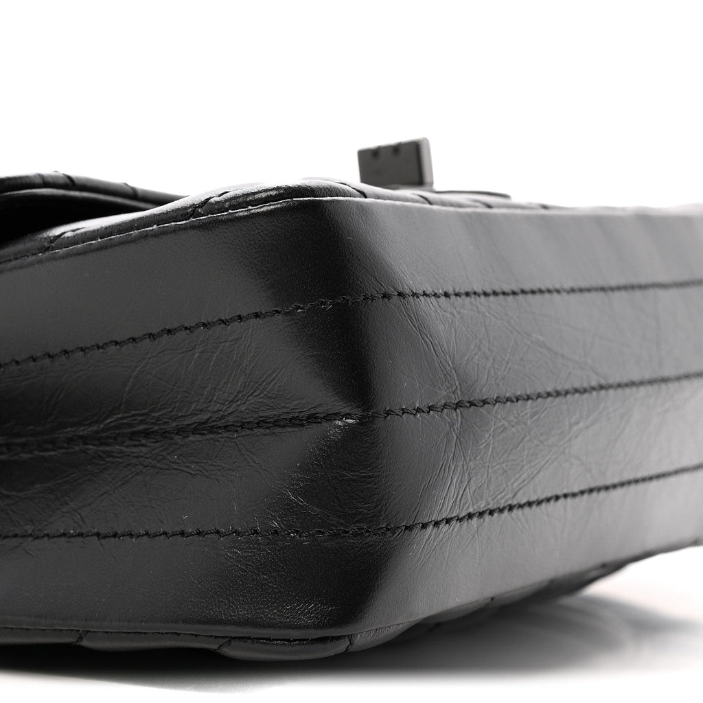 Aged Calfskin Chevron Quilted 2.55 Reissue Mini Flap So Black
