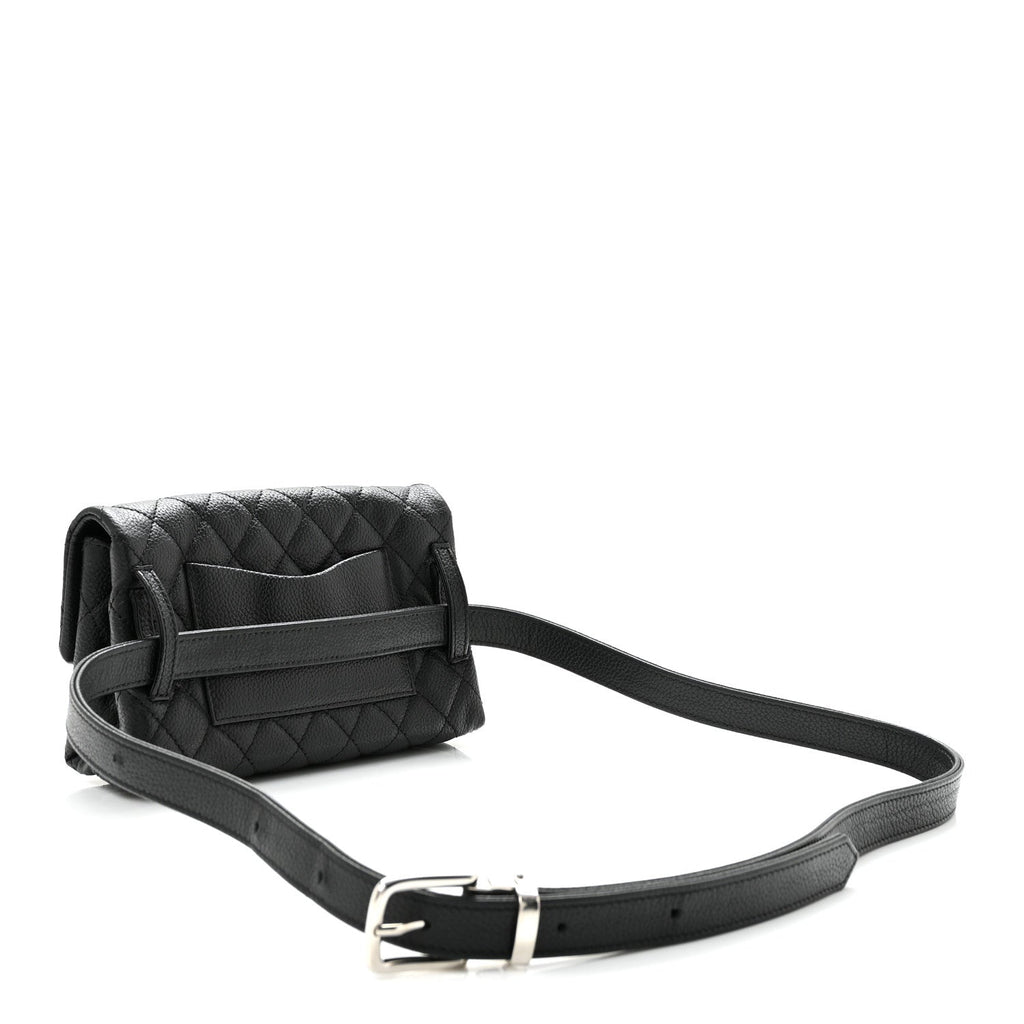 Grained Calfskin Quilted 2.55 Reissue Flap Belt Bag Clutch Black