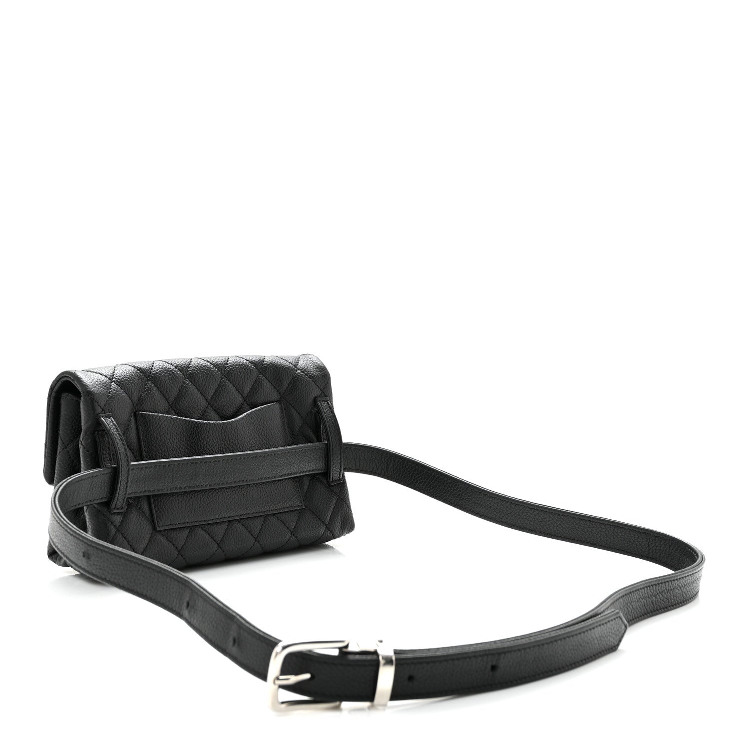 Grained Calfskin Quilted 2.55 Reissue Flap Belt Bag Clutch Black
