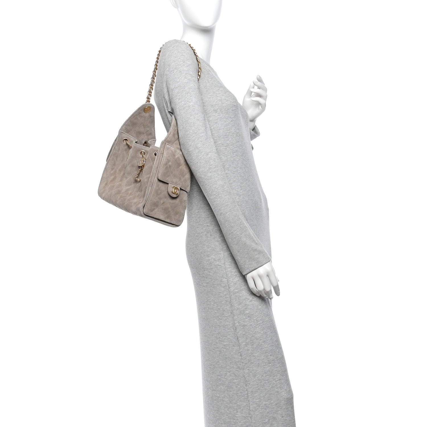 Suede Quilted Small Chanel 25 Handbag Dark Grey