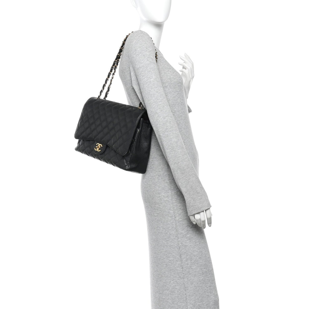 Caviar Quilted Maxi Double Flap Black