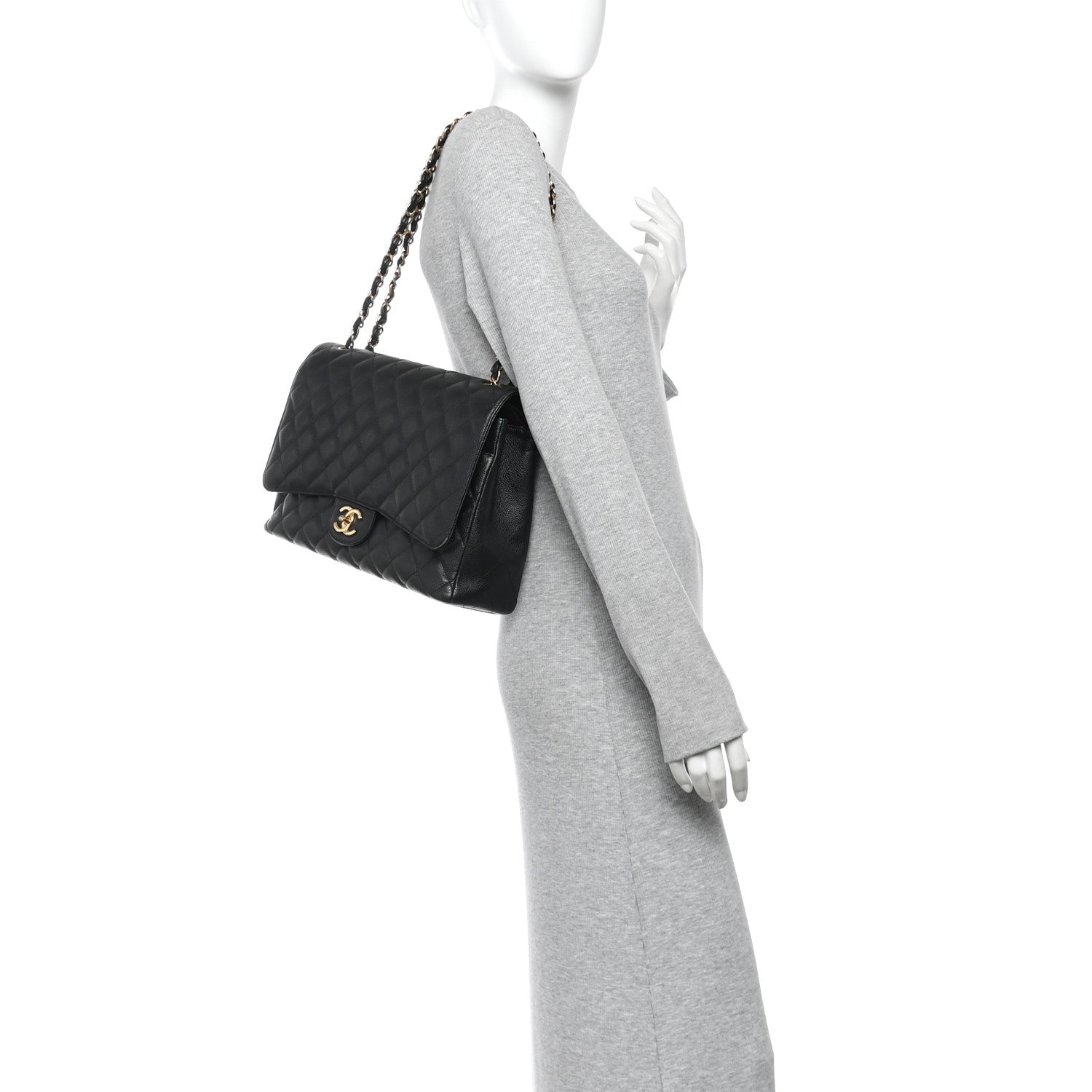Caviar Quilted Maxi Double Flap Black