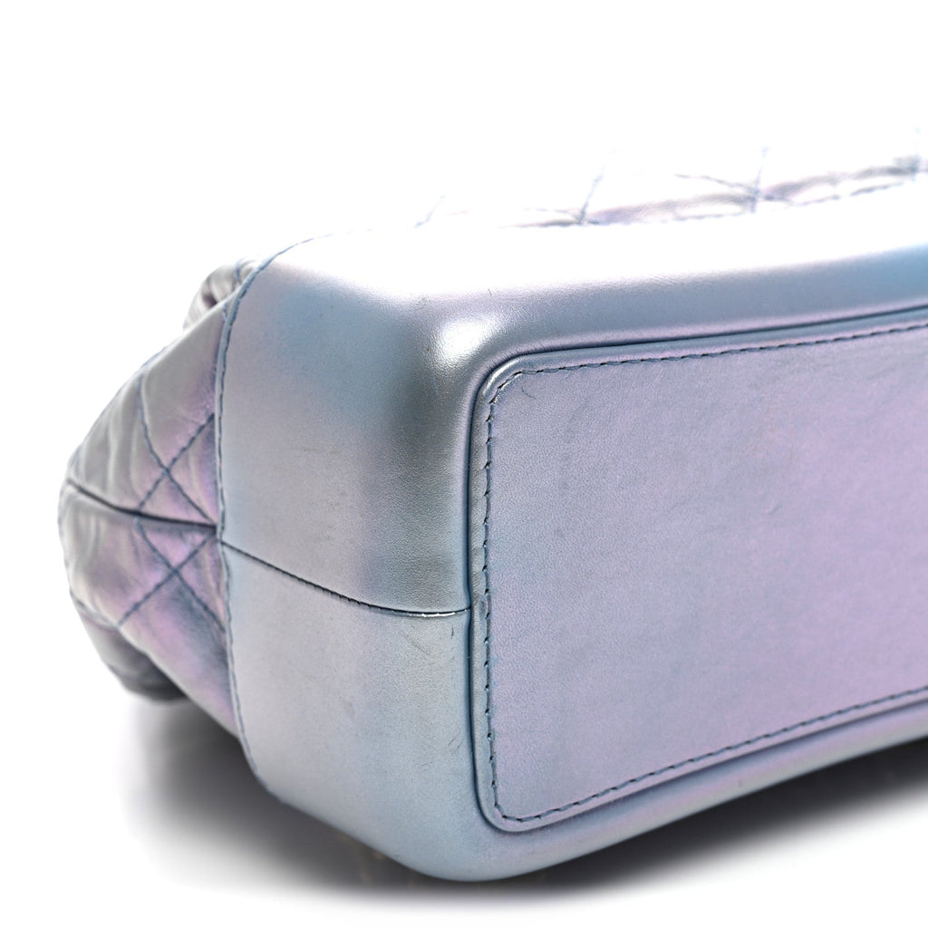 Iridescent Lambskin Calfskin Quilted Gabrielle Backpack Light Purple