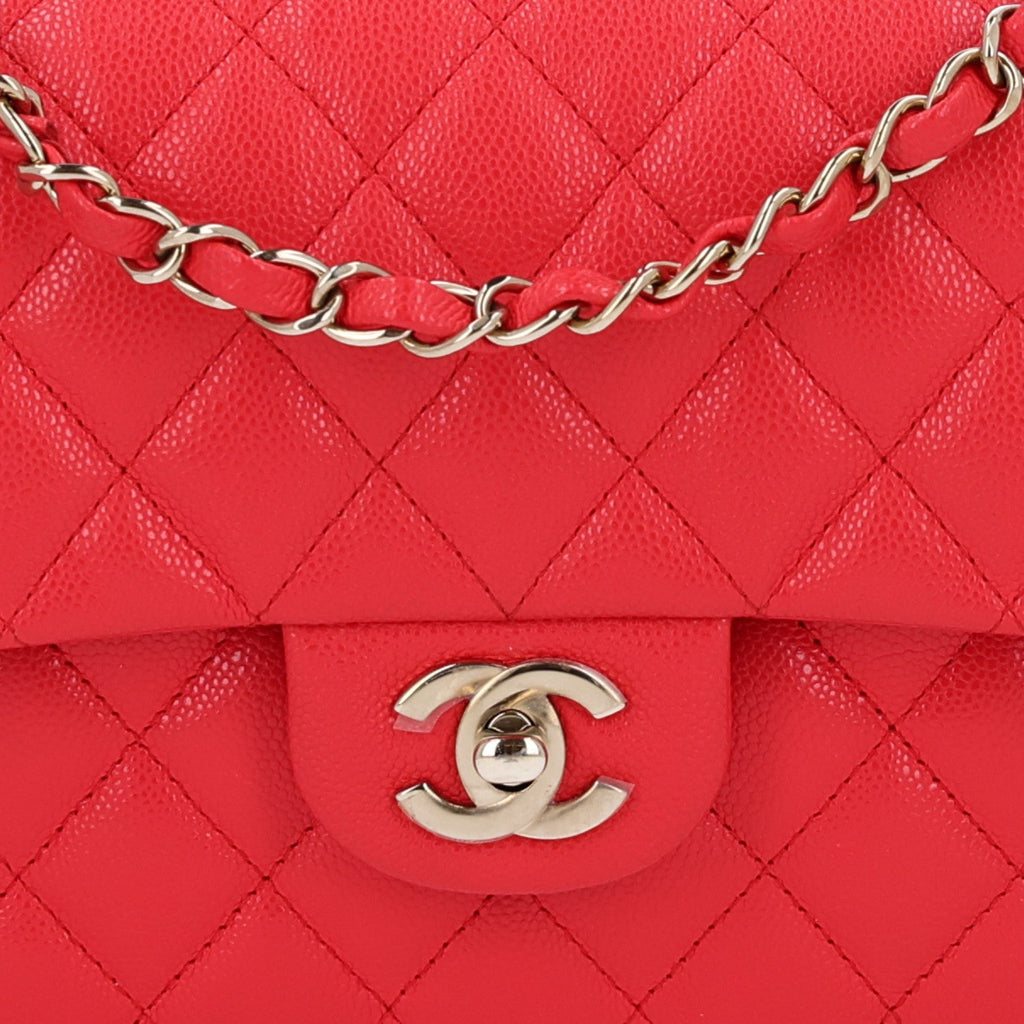 Caviar Quilted Small Double Flap Red
