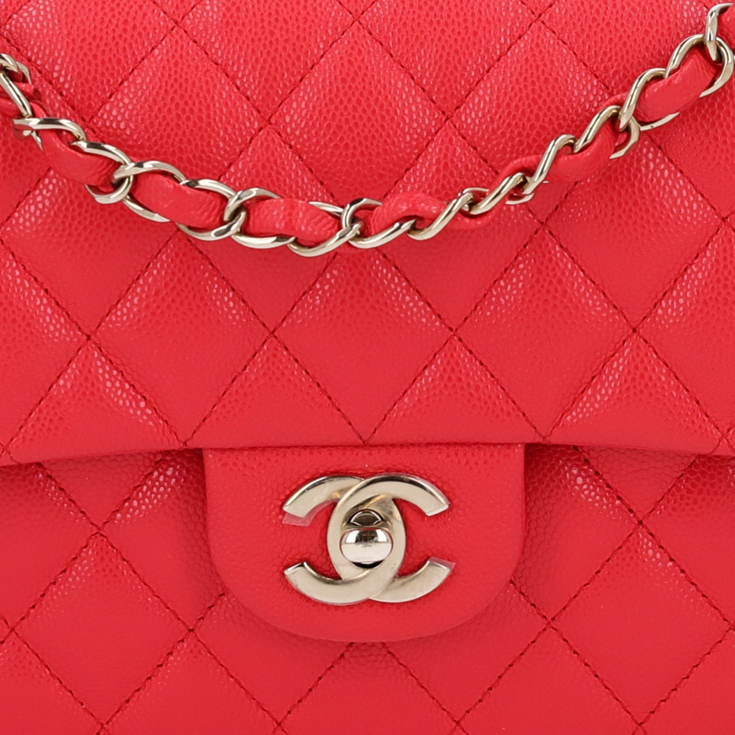 Caviar Quilted Small Double Flap Red