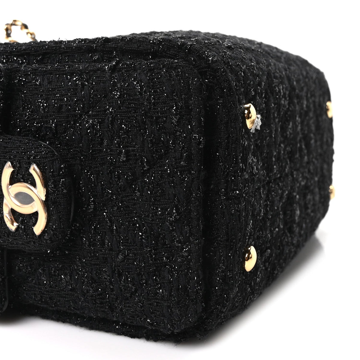 Tweed Quilted Mini Chanel 25 Handbag Black