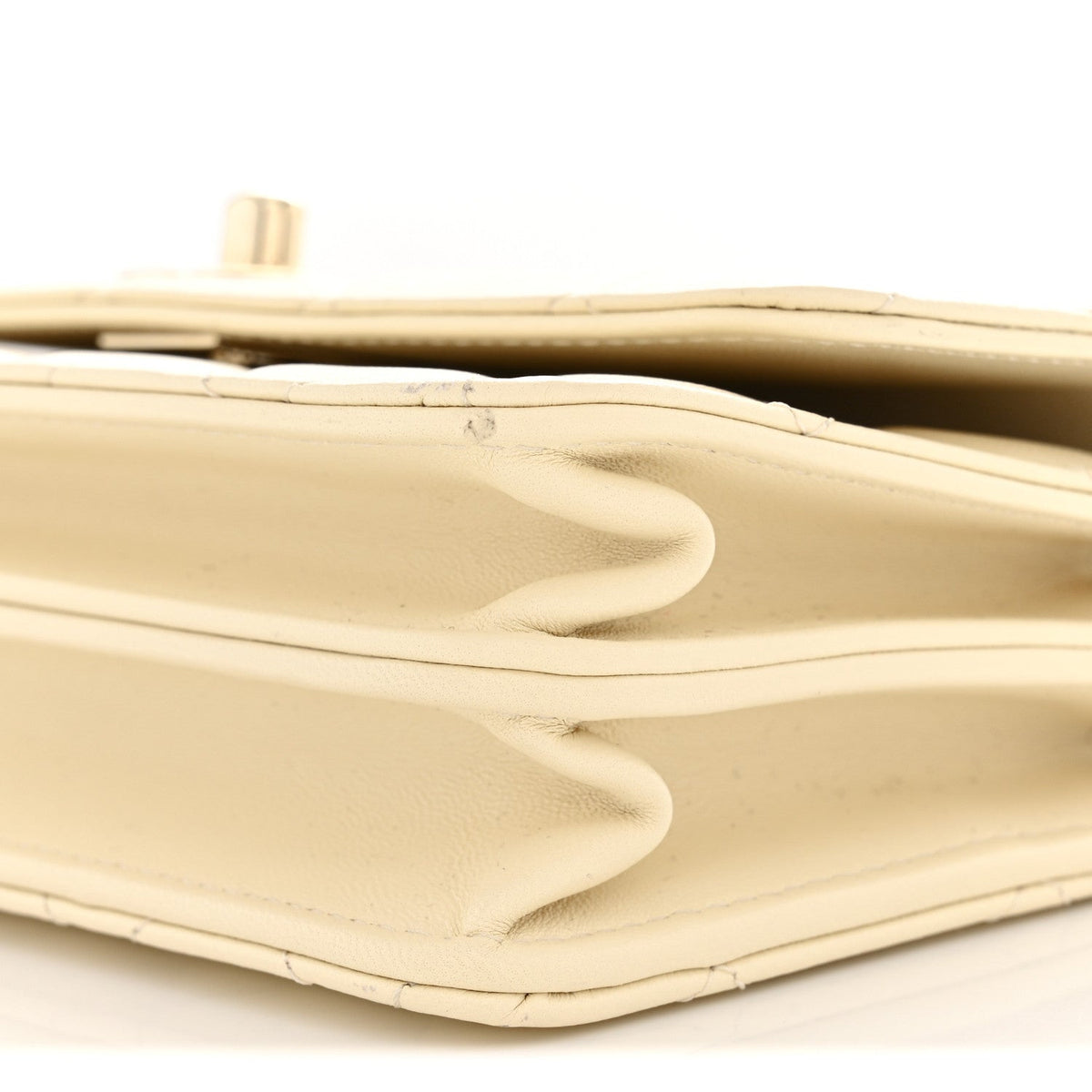 Lambskin Quilted Trendy CC Dual Handle Clutch With Chain Light Beige