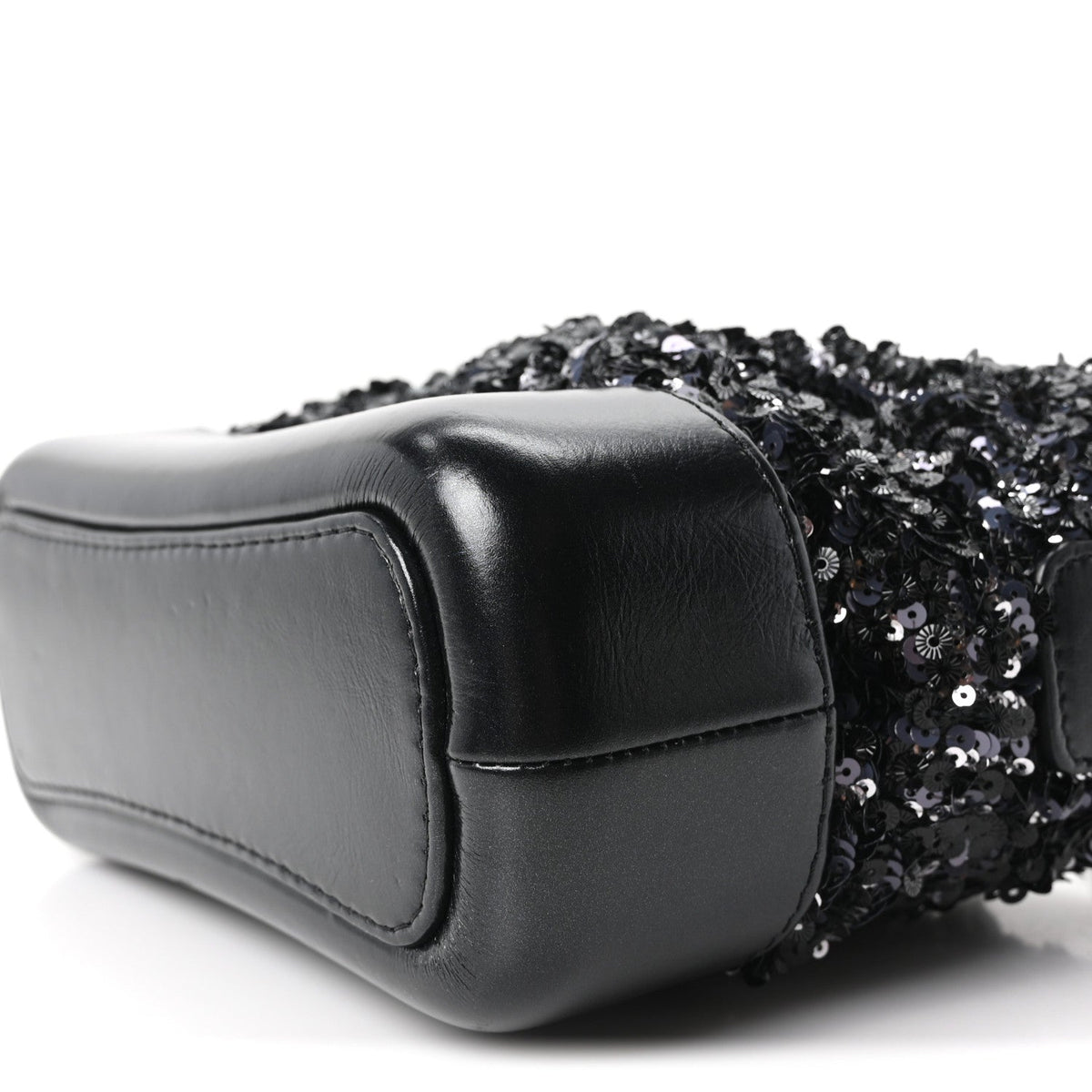Sequin Calfskin Small Gabrielle Hobo Black Silver