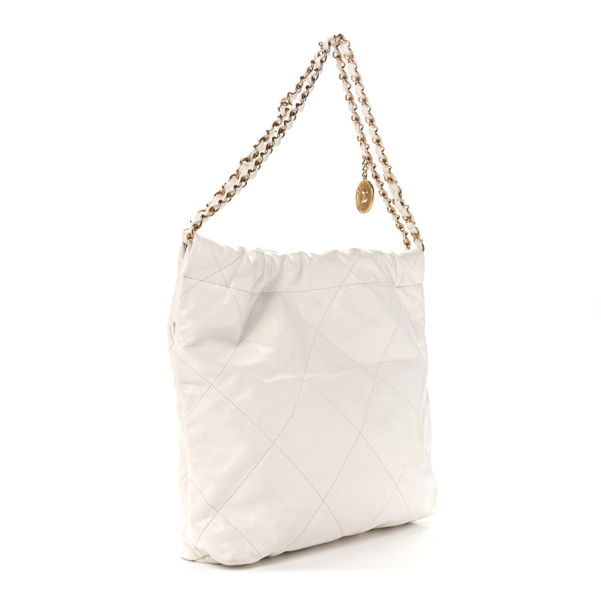 Shiny Calfskin Quilted Small Chanel 22 White