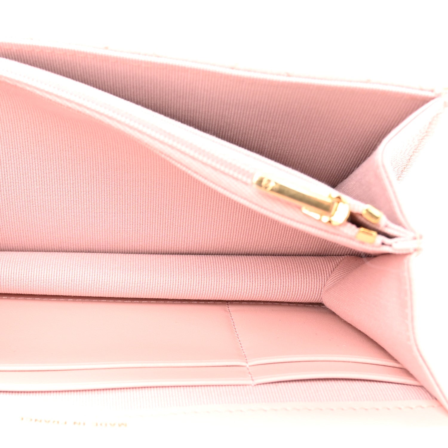 Shiny Caviar Quilted Flap Charm Wallet On Chain WOC Light Pink
