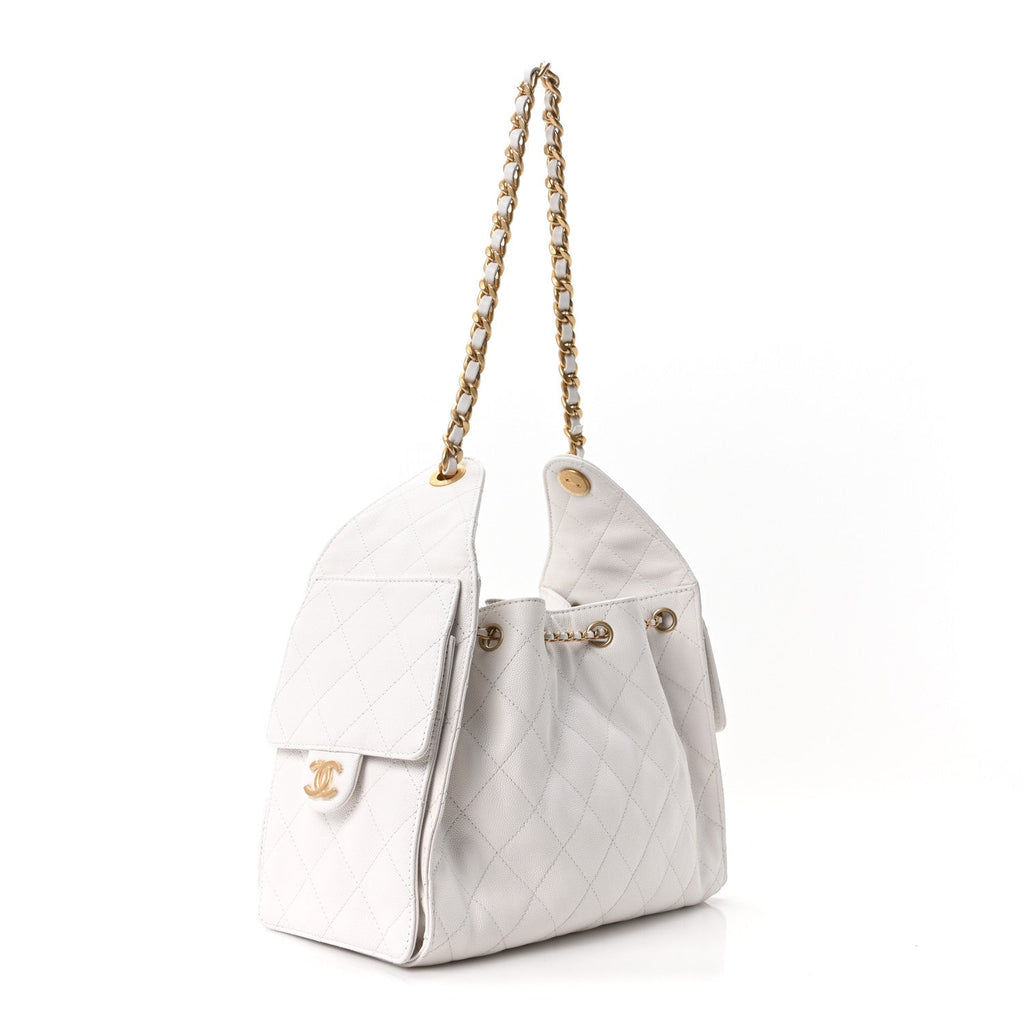 Caviar Quilted Small Chanel 25 Handbag White