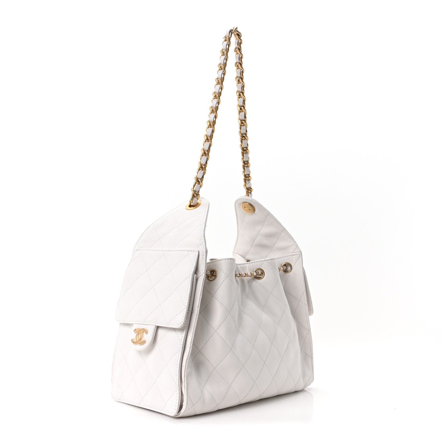Caviar Quilted Small Chanel 25 Handbag White
