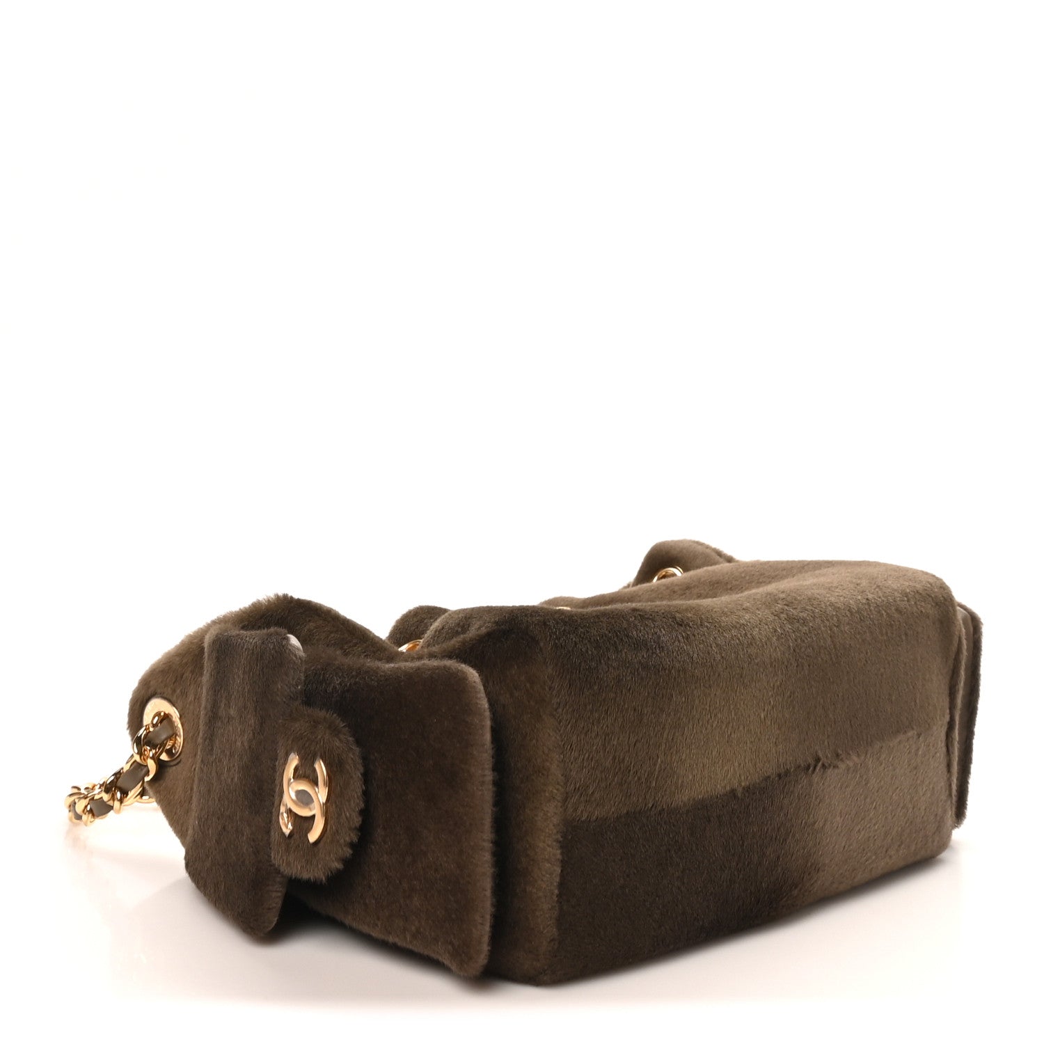 Pony Hair Mini Chanel 25 Handbag Dark Khaki