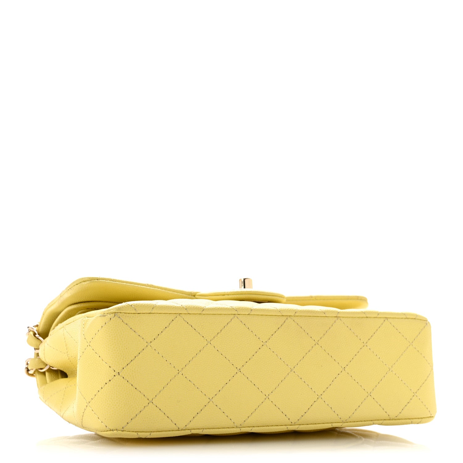 Caviar Quilted Small Double Flap Light Yellow