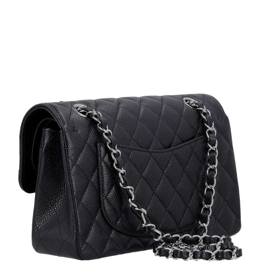 Caviar Quilted Small Double Flap Black