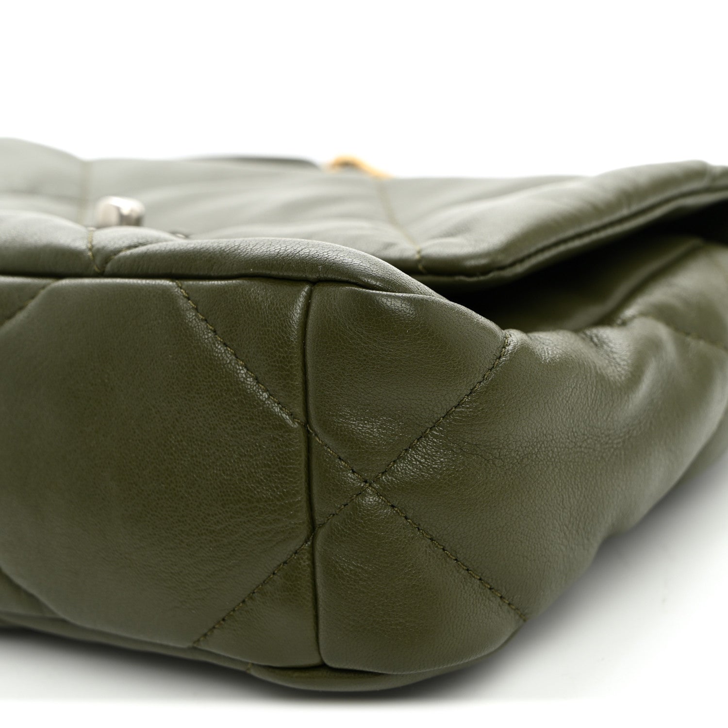 Lambskin Quilted Medium Chanel 19 Flap Khaki