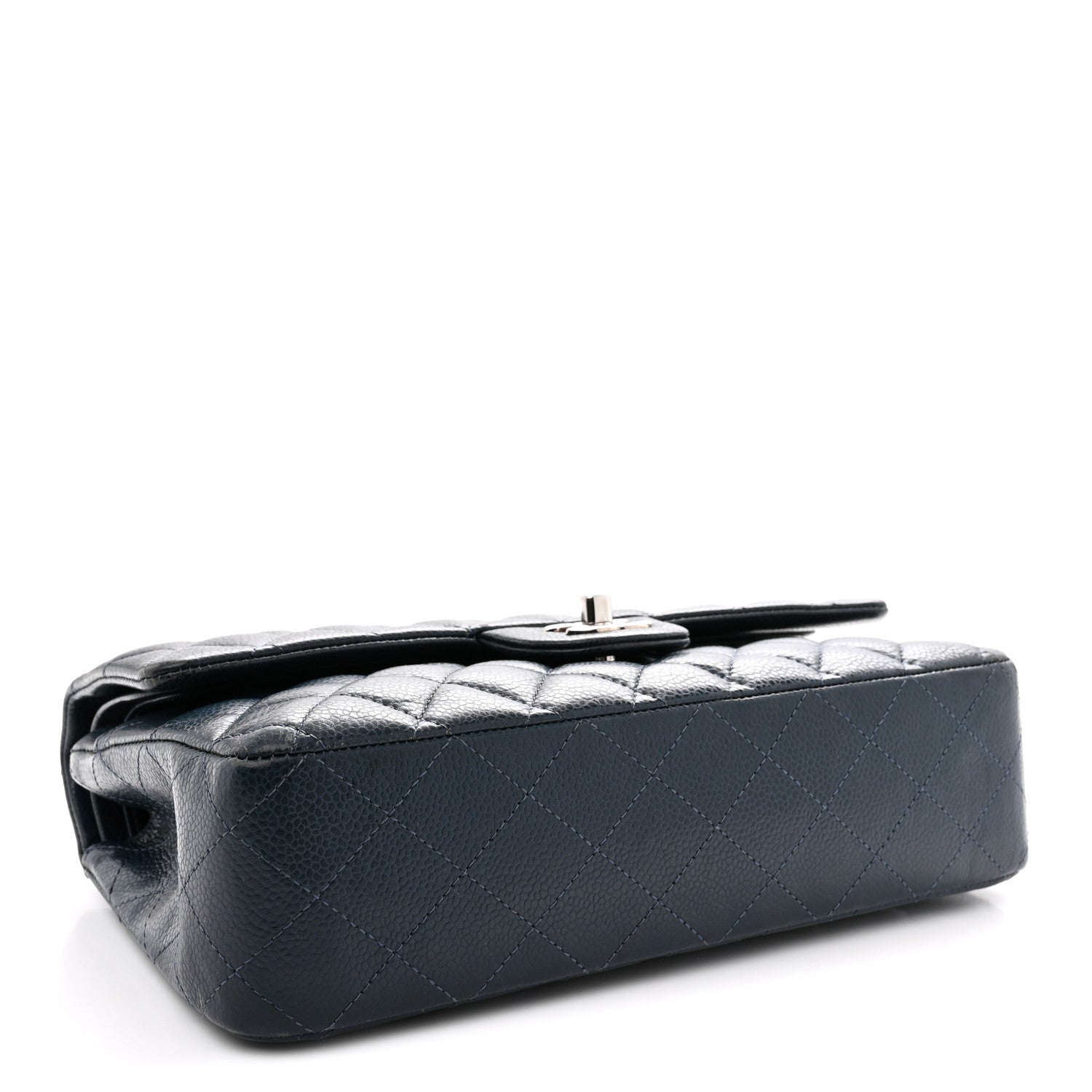 Caviar Quilted Medium Double Flap Navy
