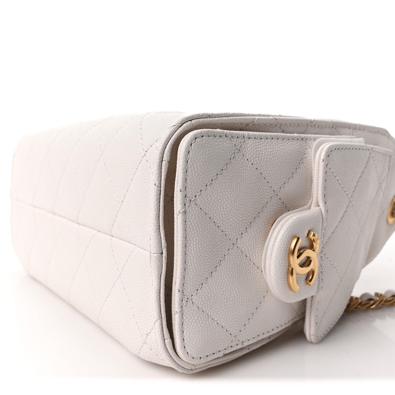 Caviar Quilted Mini Chanel 25 Handbag White