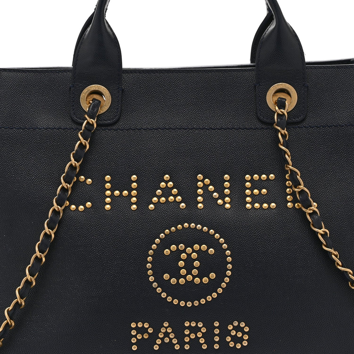 Caviar Small Studded Deauville Tote Navy