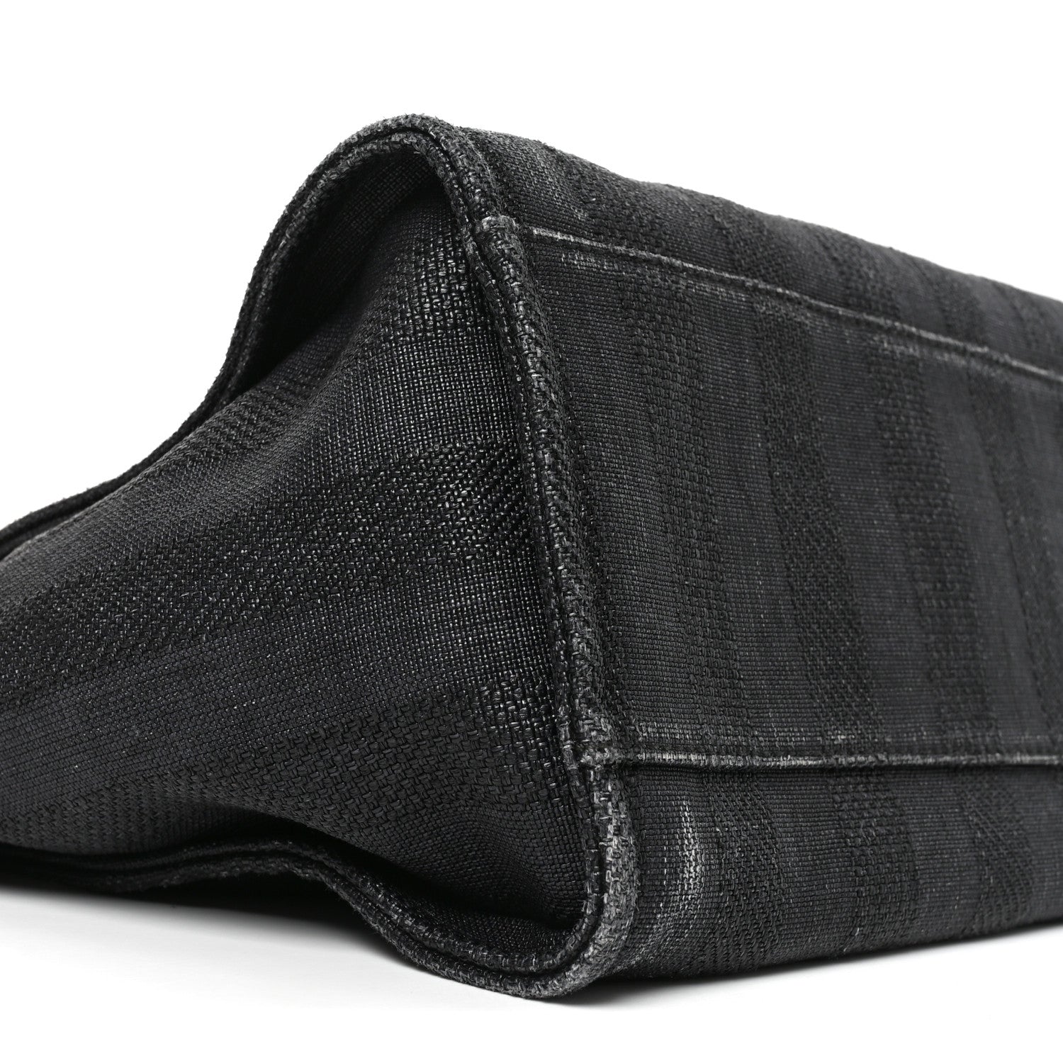 Mixed Fibers Calfskin Striped Medium Deauville Tote Black