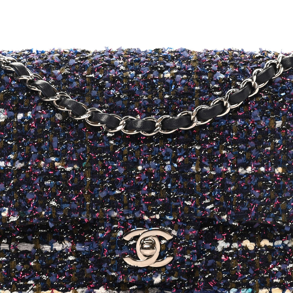Tweed Quilted Medium Double Flap Blue Purple Khaki Pink