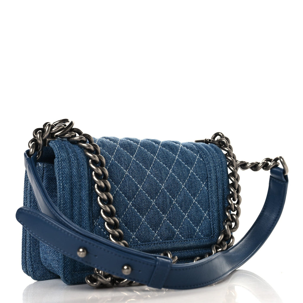 Denim Quilted Small Boy Flap Blue