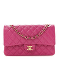 Caviar Quilted Medium Double Flap Purple
