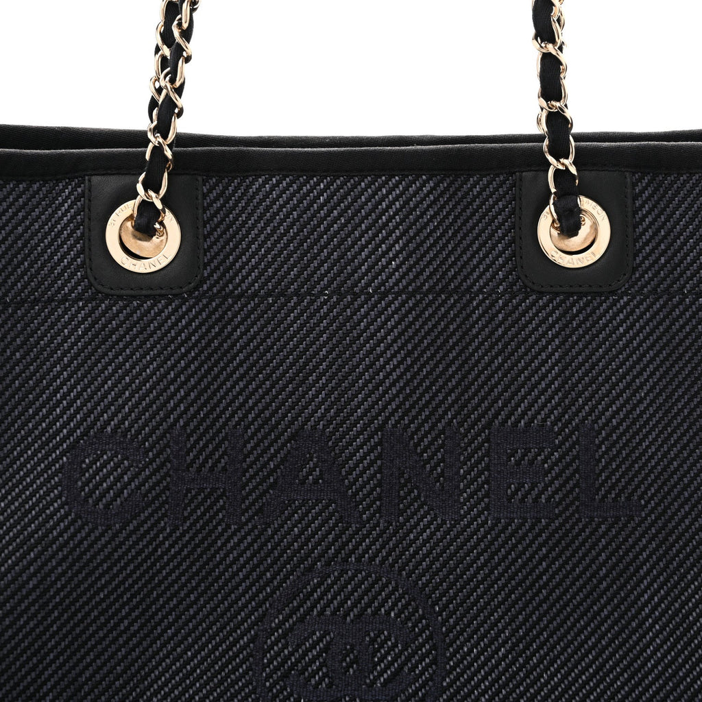 Mixed Fibers Calfskin Small Deauville Tote Black