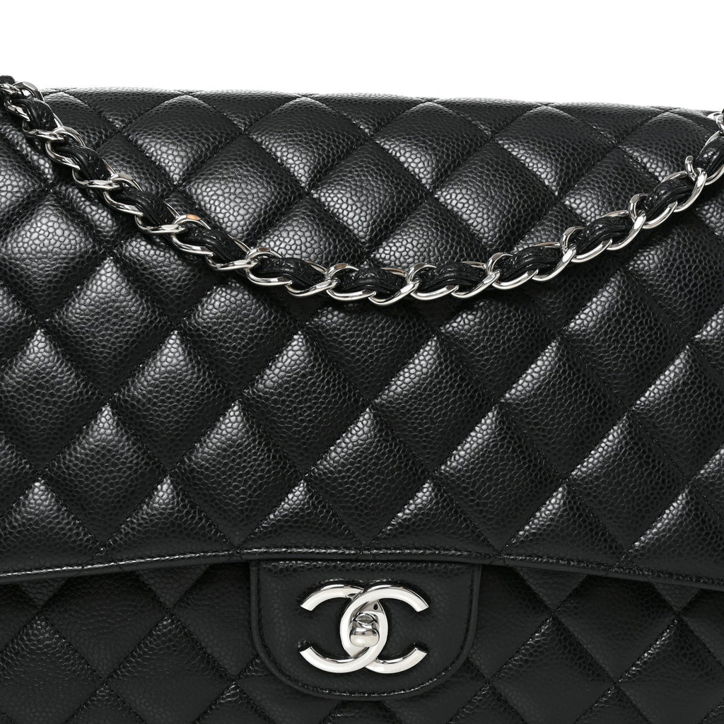 Caviar Quilted Maxi Double Flap Black