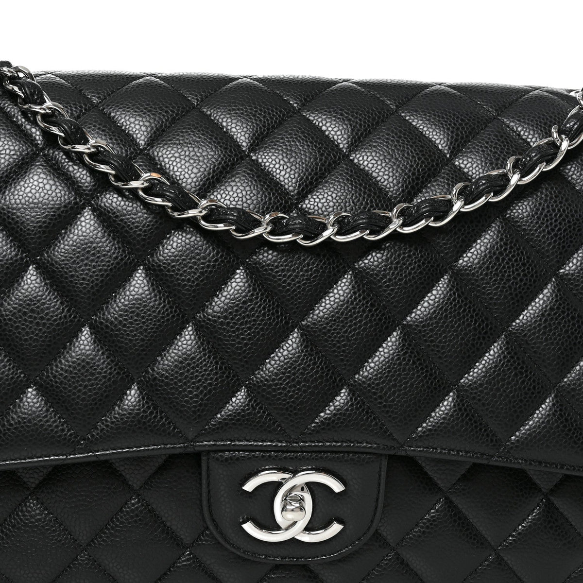 Caviar Quilted Maxi Double Flap Black
