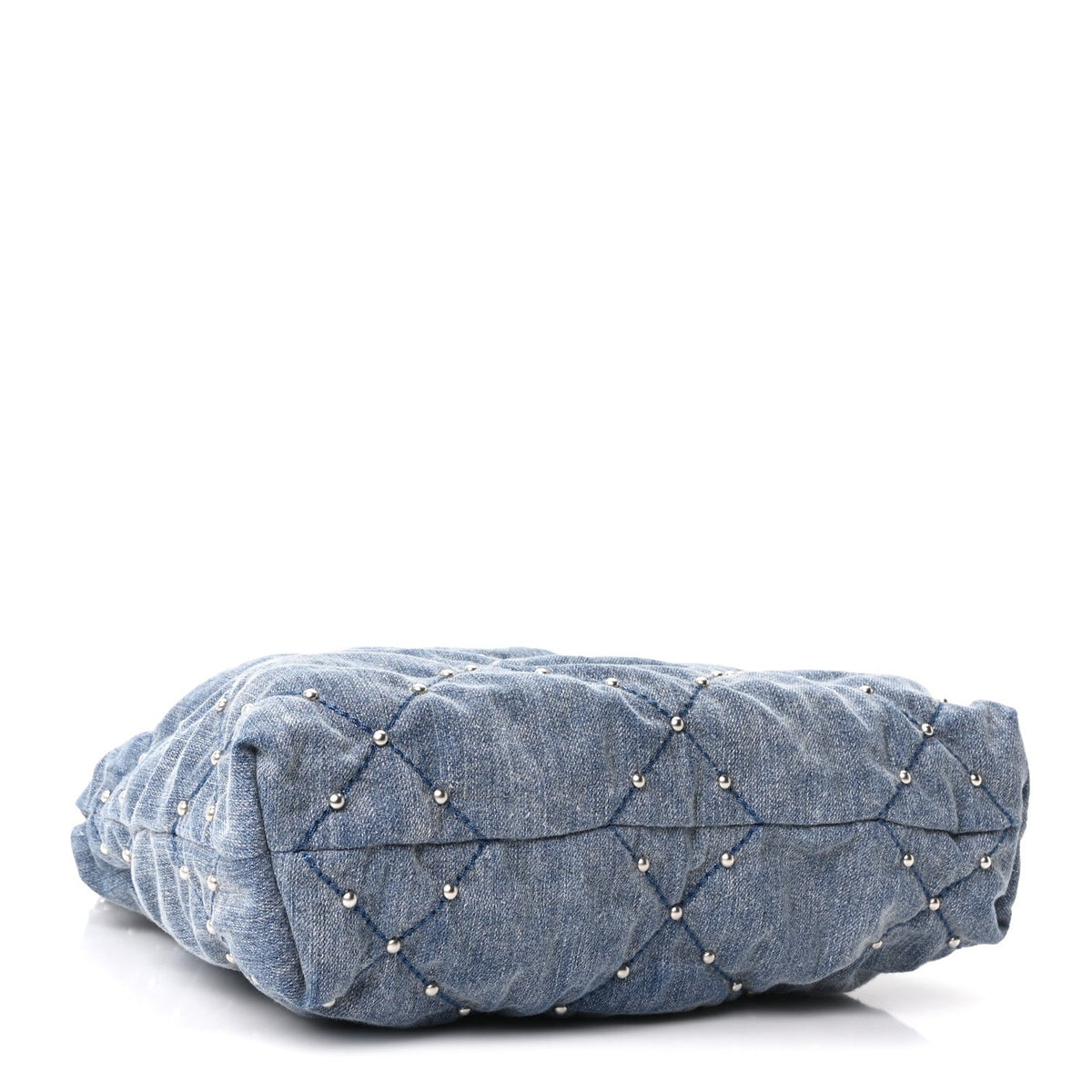 Washed Denim Quilted Studded Small Chanel 22 Blue
