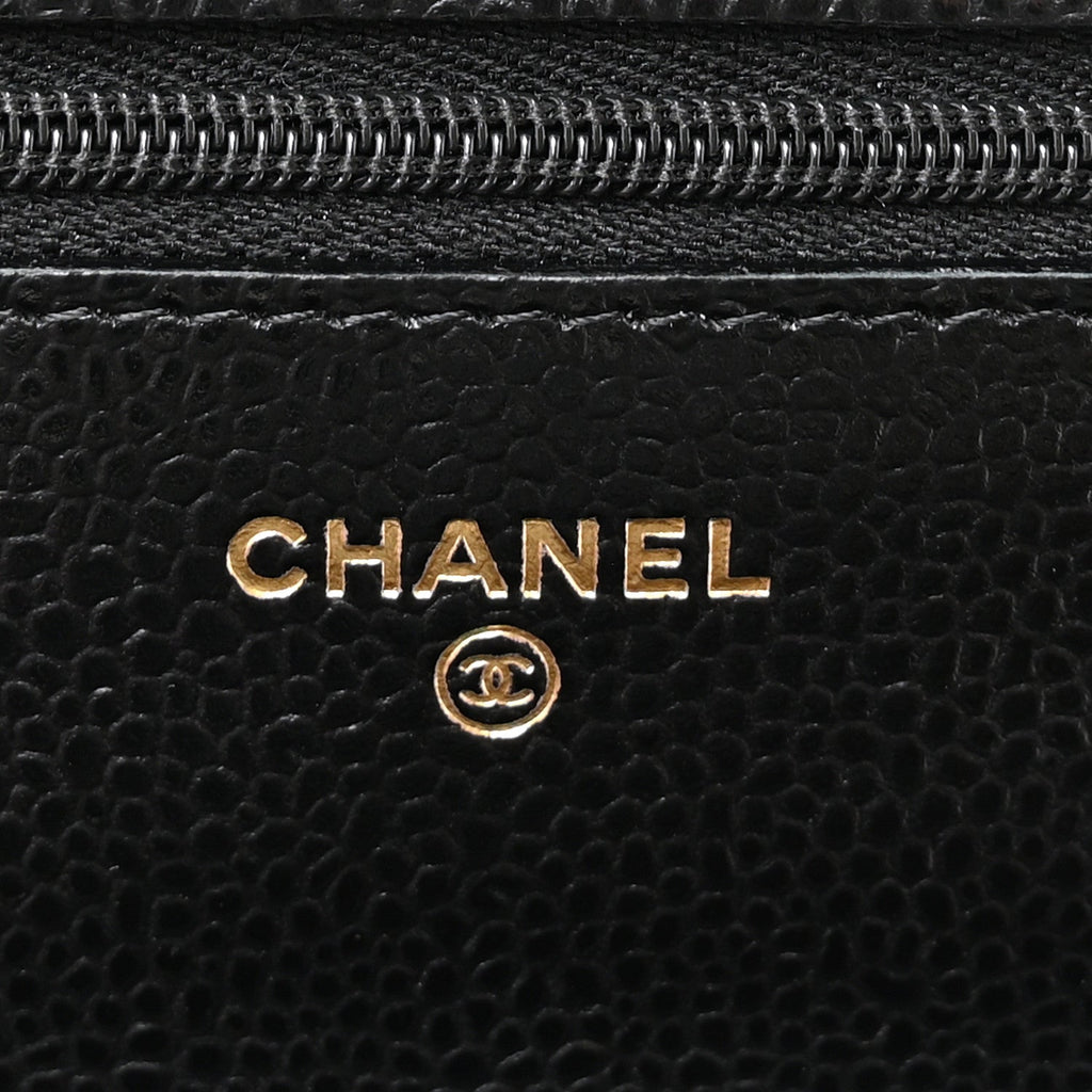 Caviar Quilted CC Turnlock Wallet On Chain WOC Black