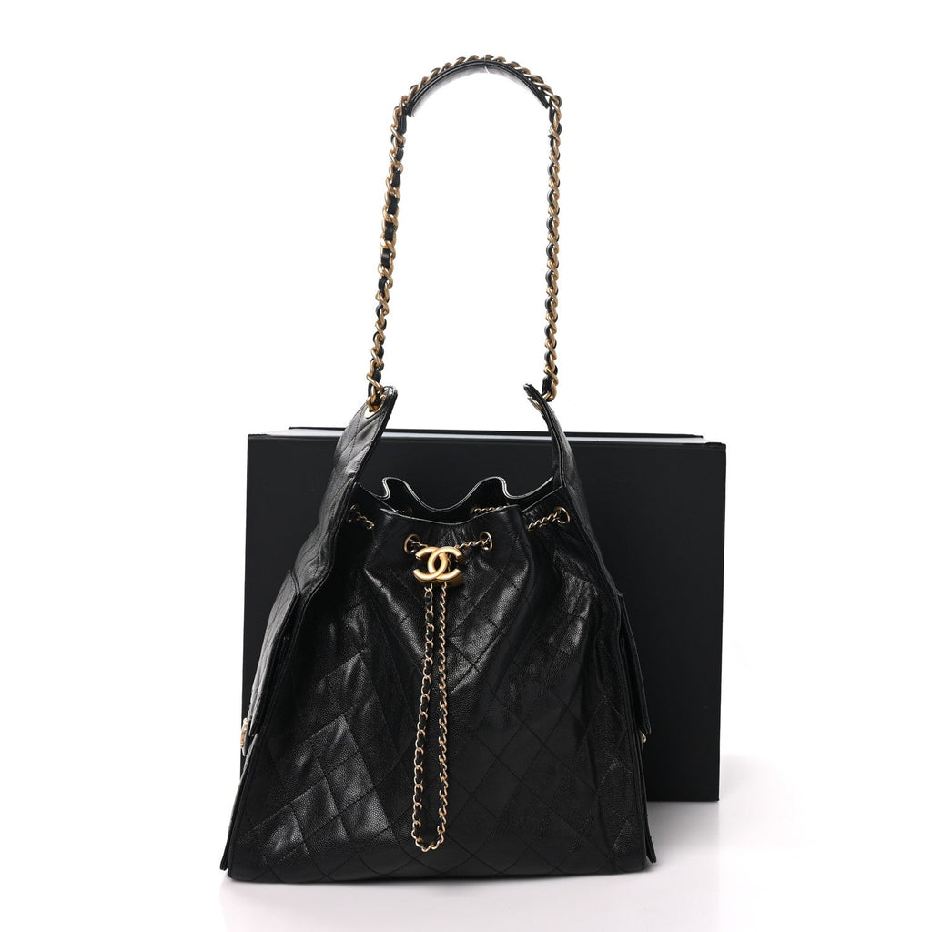 Caviar Quilted Medium Chanel 25 Handbag Black