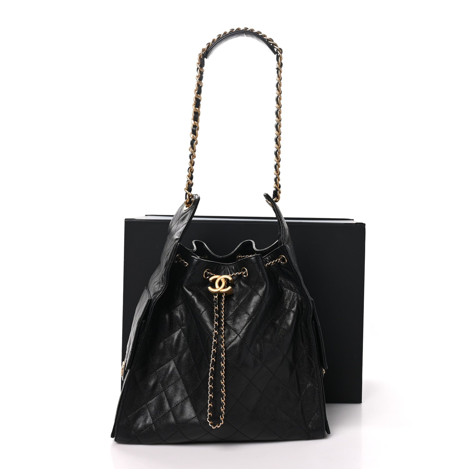 Caviar Quilted Medium Chanel 25 Handbag Black