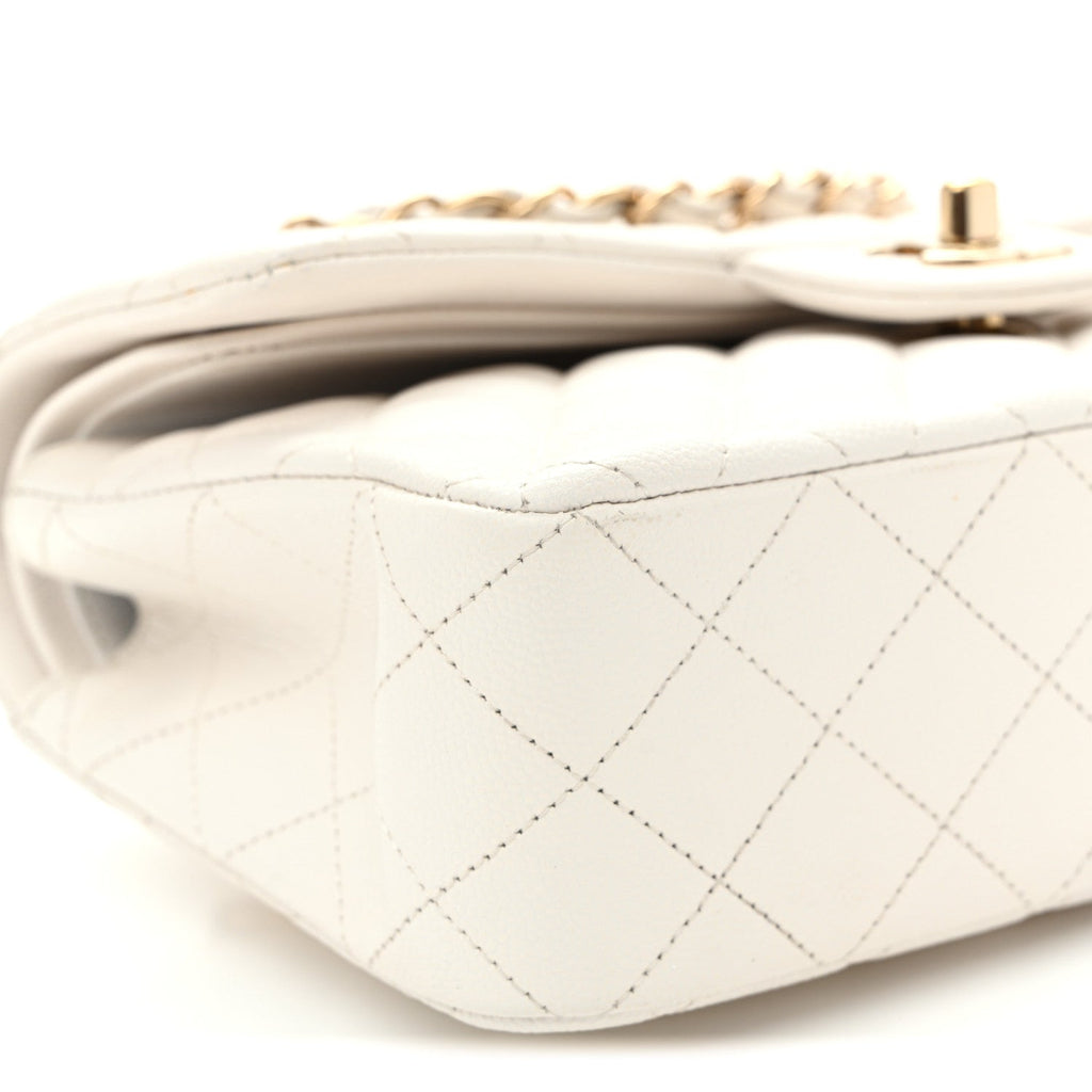 Caviar Quilted Small Double Flap White