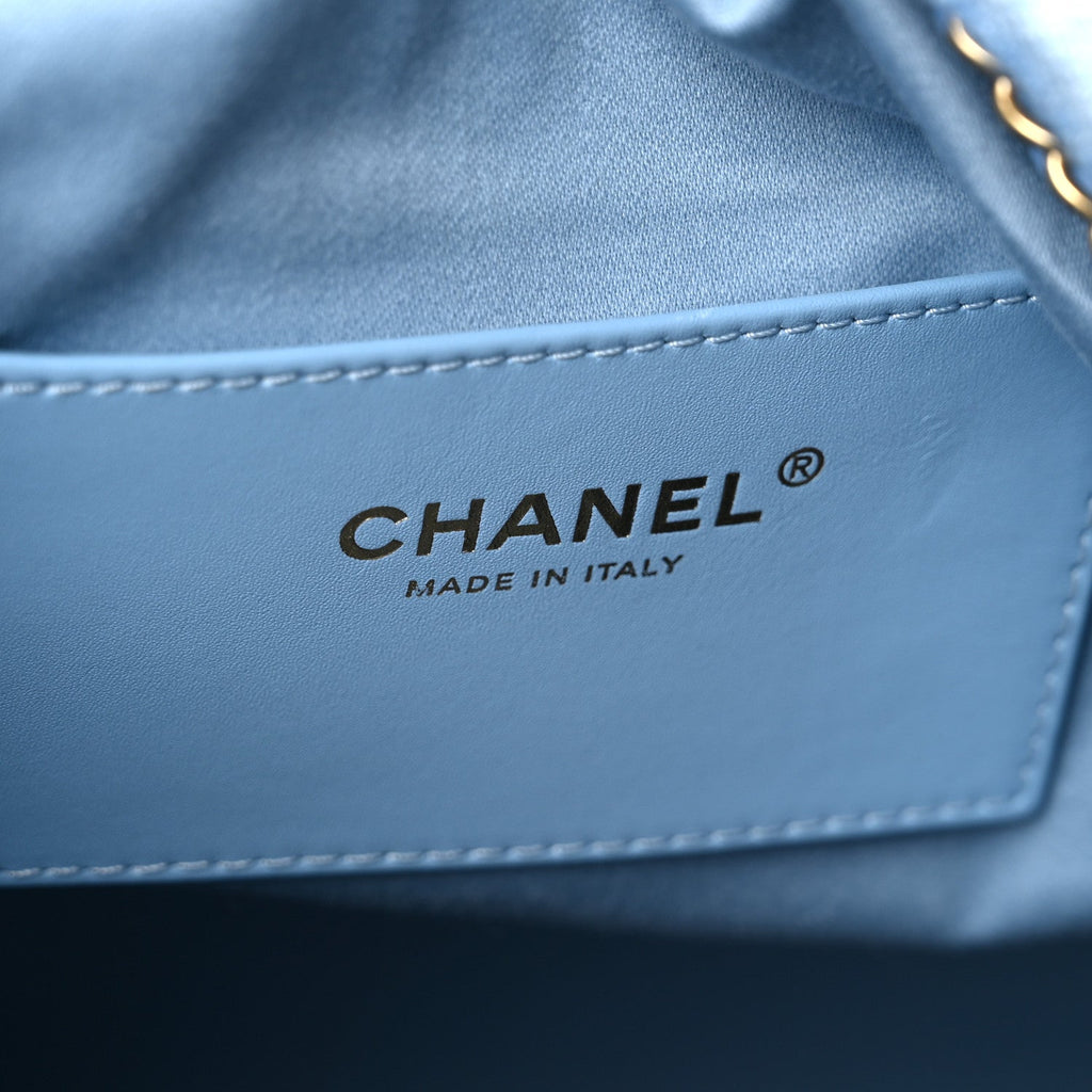 Washed Denim Quilted Medium Chanel 25 Handbag Blue