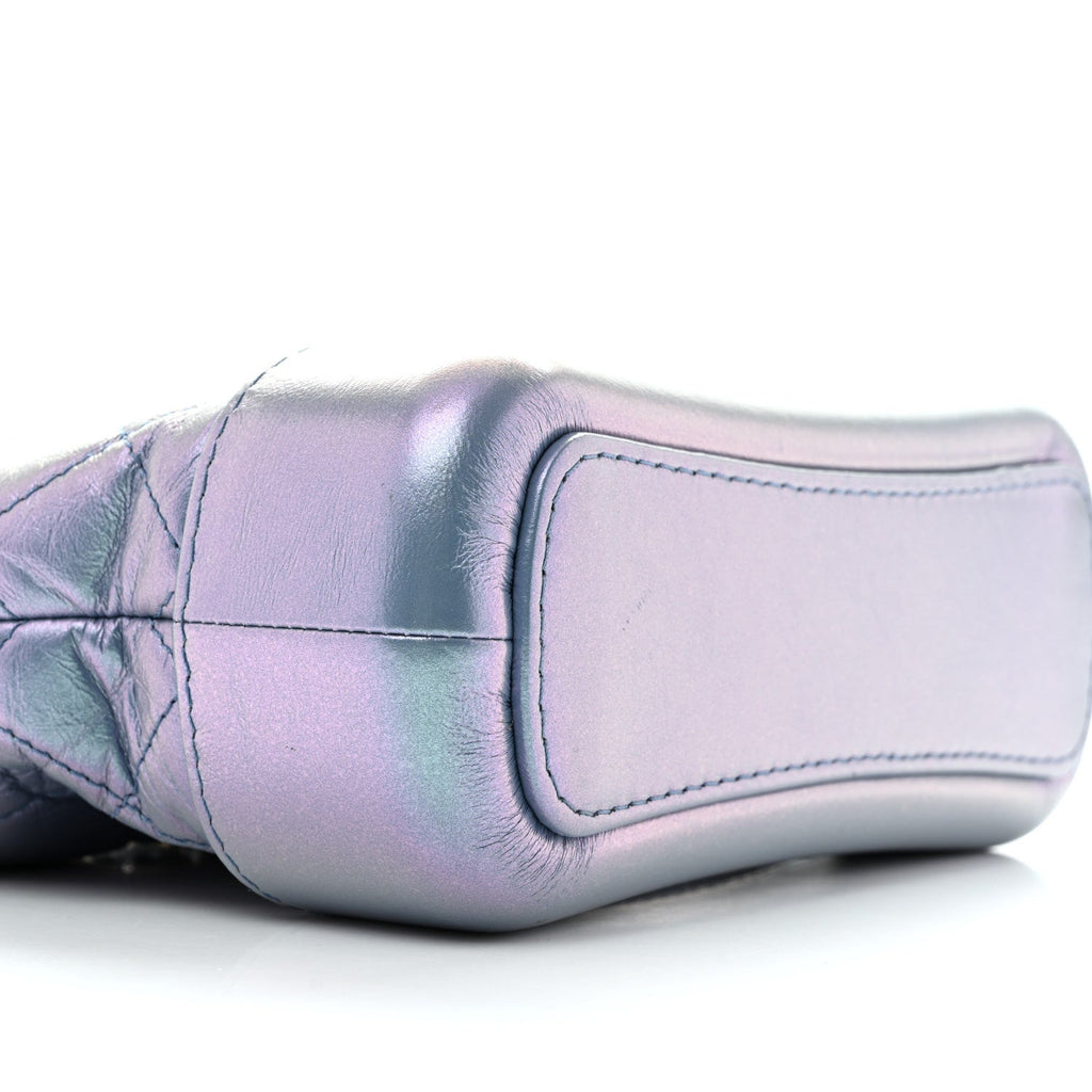 Iridescent Aged Calfskin Quilted Small Gabrielle Hobo Blue