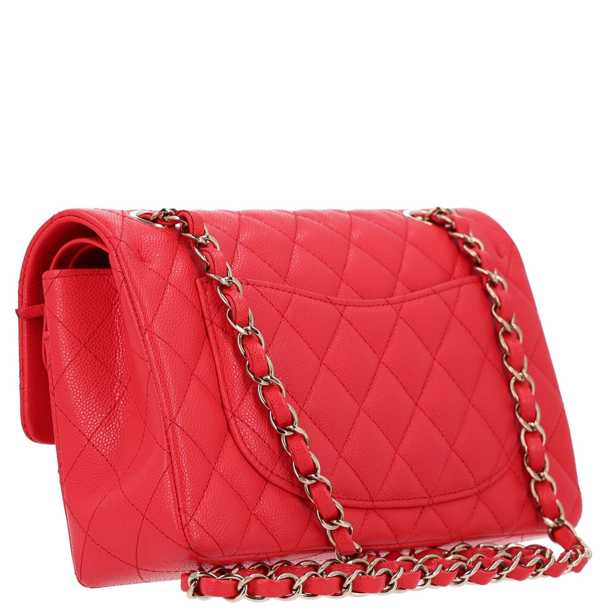 Caviar Quilted Small Double Flap Red