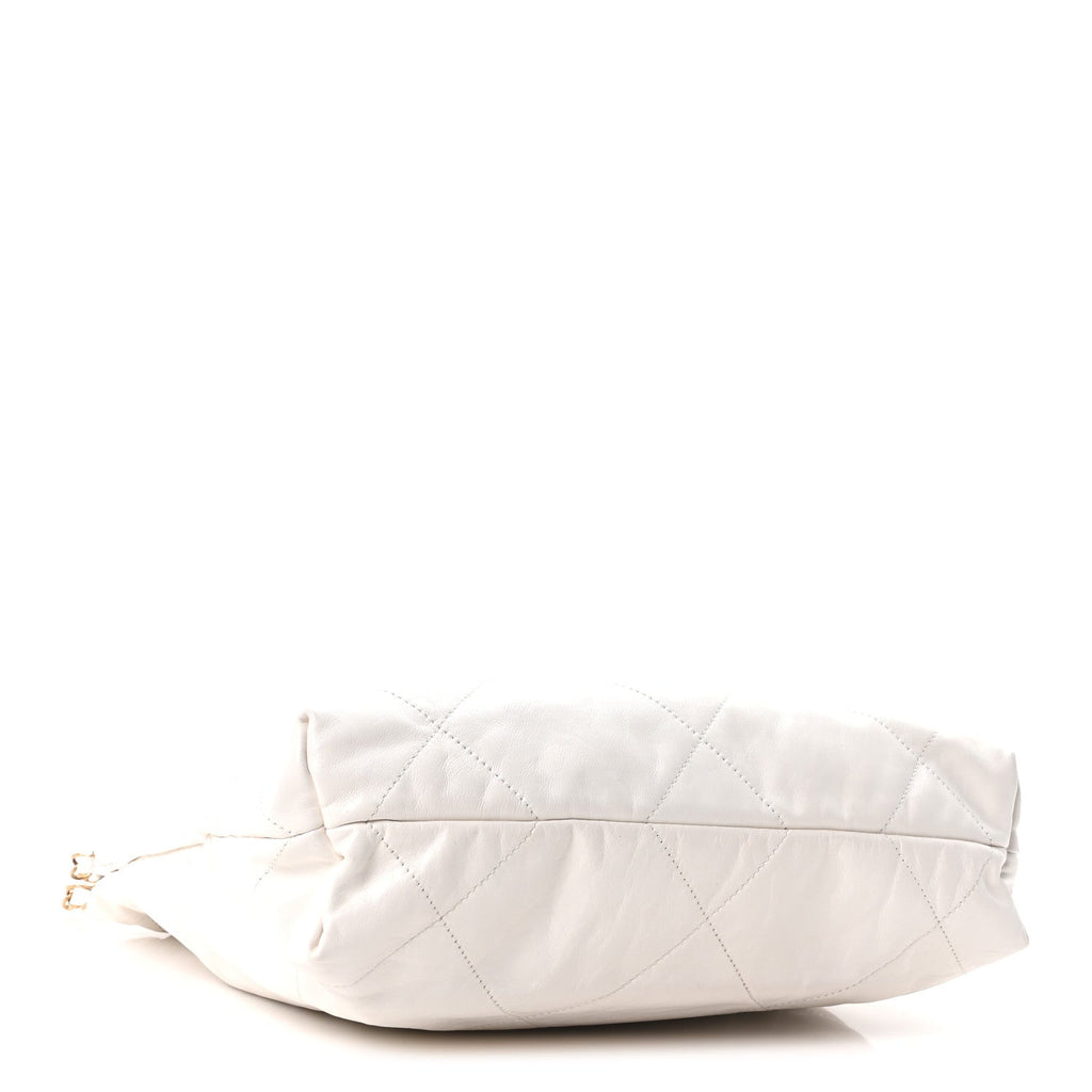 Shiny Calfskin Quilted Small Chanel 22 White
