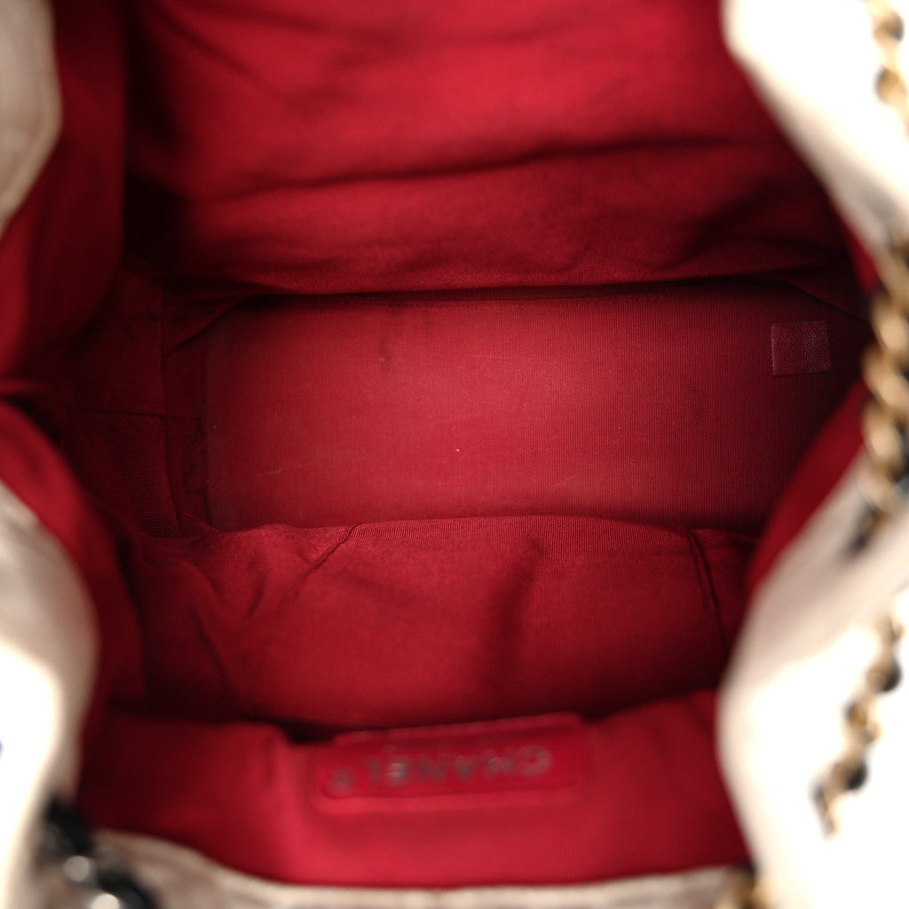 Aged Calfskin Quilted Gabrielle Backpack Black White