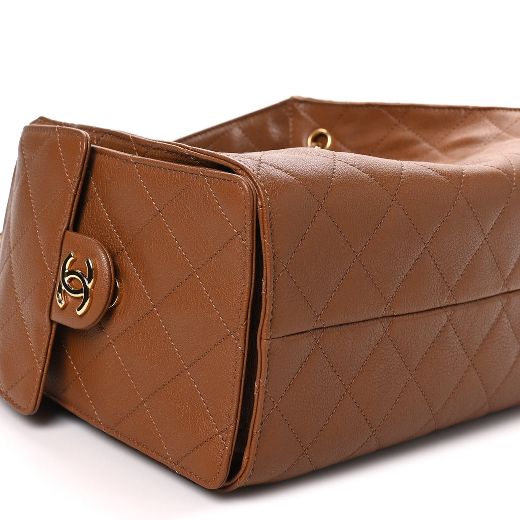Goatskin Quilted Small Chanel 25 Handbag Camel