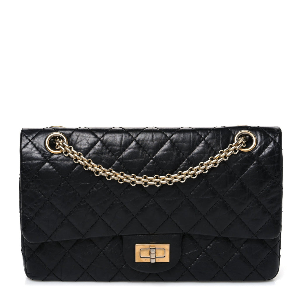 Aged Calfskin Quilted 2.55 Reissue 225 Flap Black