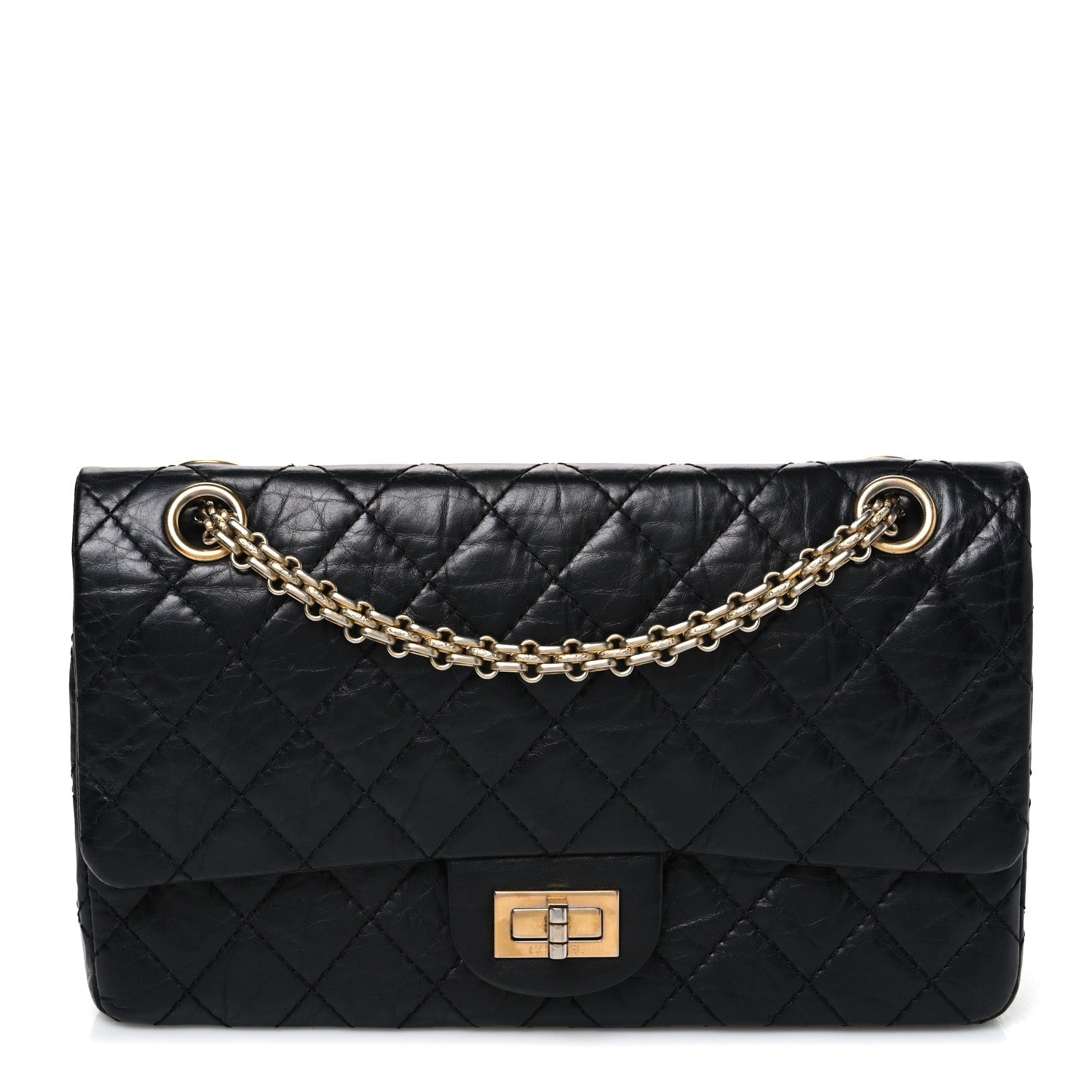Aged Calfskin Quilted 2.55 Reissue 225 Flap Black