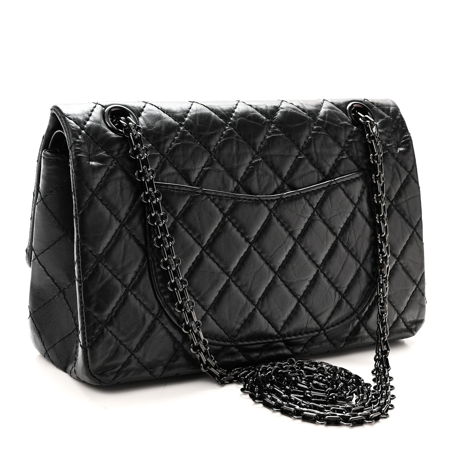 Aged Calfskin Quilted 2.55 Reissue 225 Flap So Black